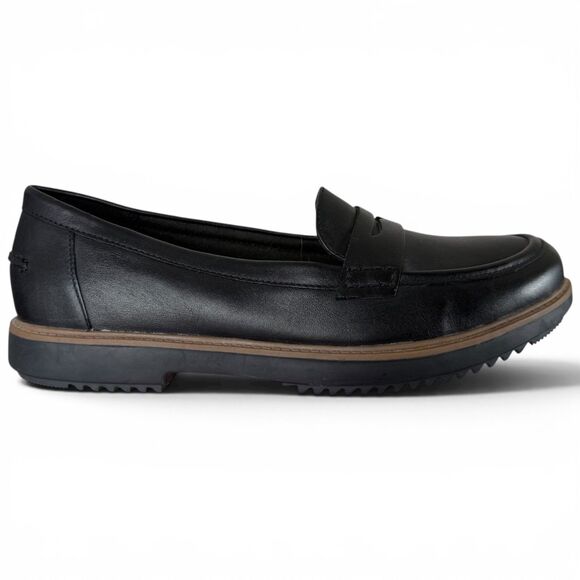 Clarks Shoes - clarks somerset griffin milly leather vintage ivy black women's penny loafers 10
